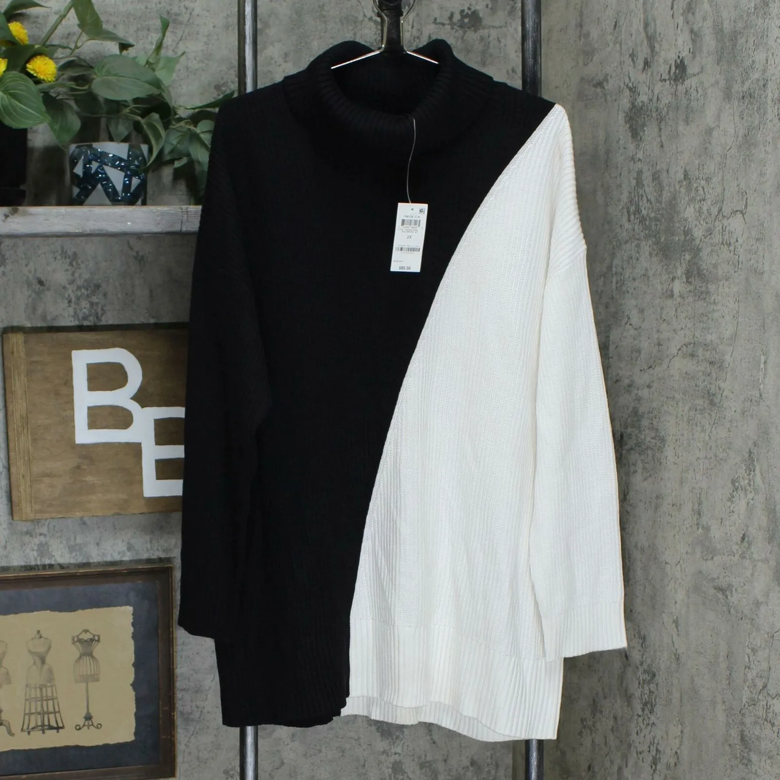 Alfani Plus Size Colorblock Turtleneck Sweater