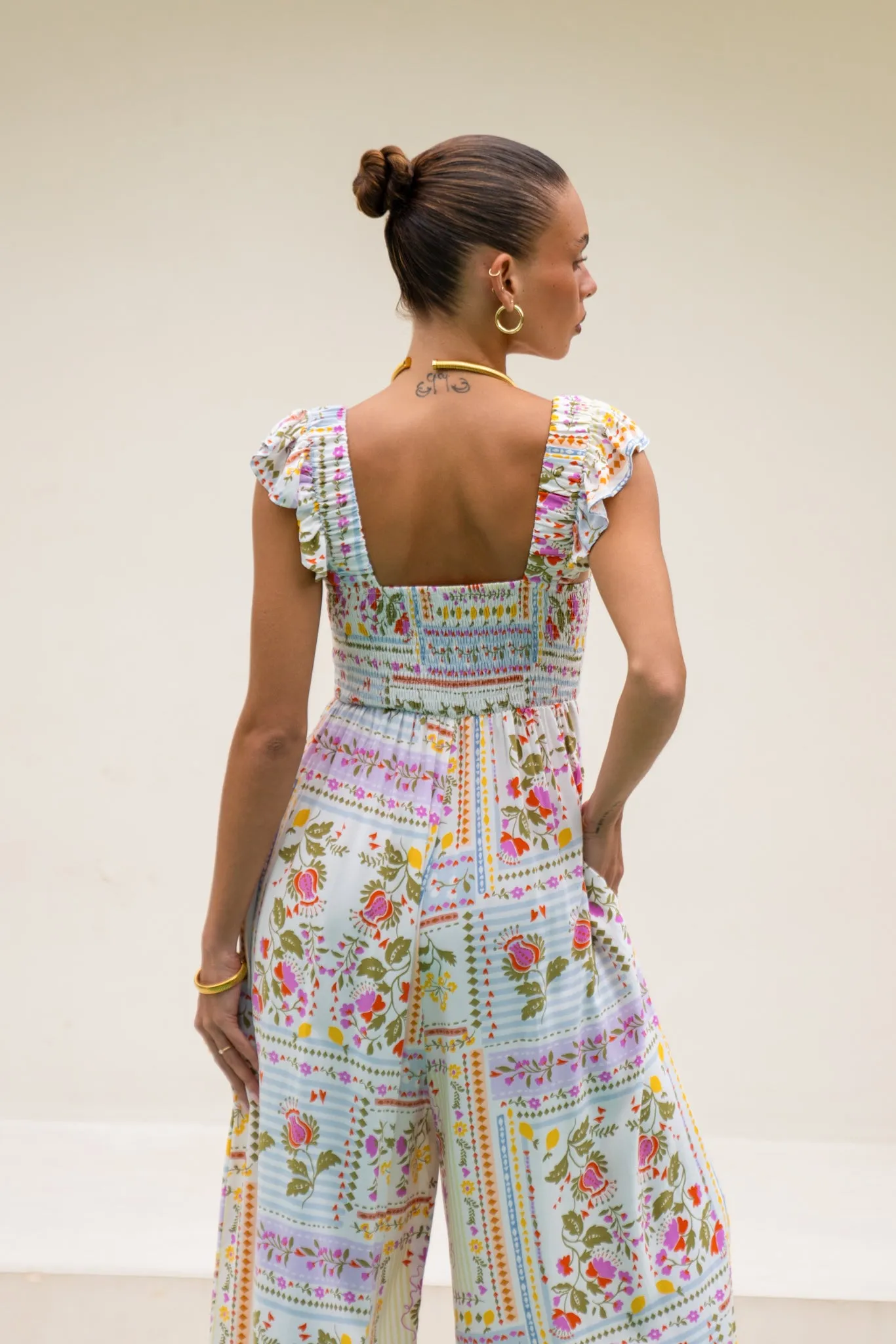 Amelina Multicolour Floral Ruffle Jumpsuit