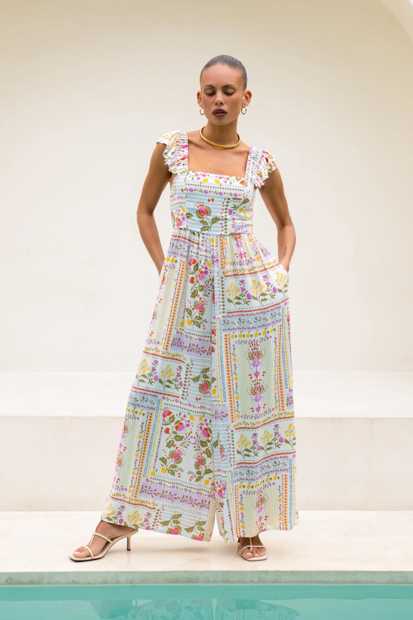 Amelina Multicolour Floral Ruffle Jumpsuit