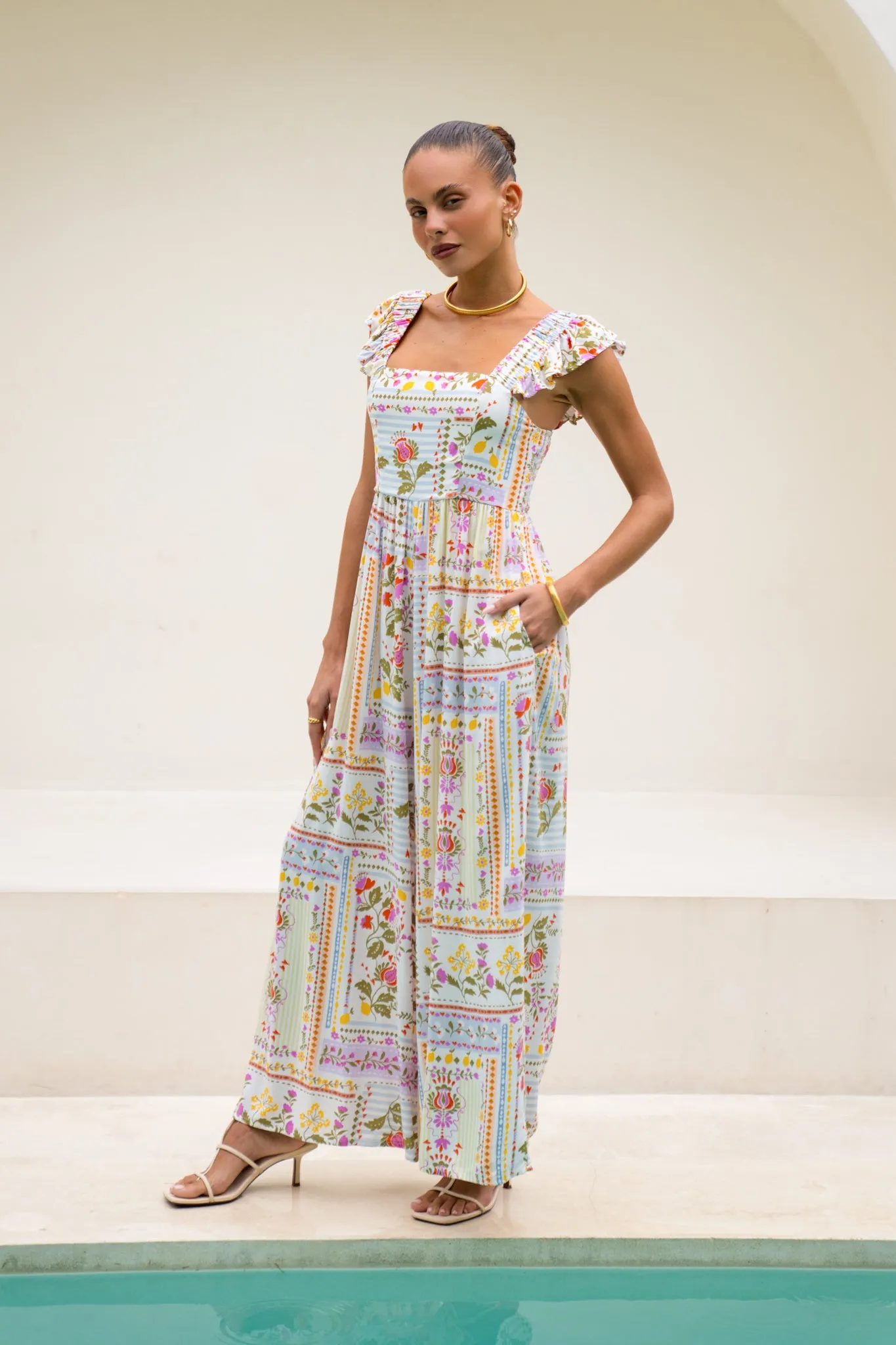 Amelina Multicolour Floral Ruffle Jumpsuit