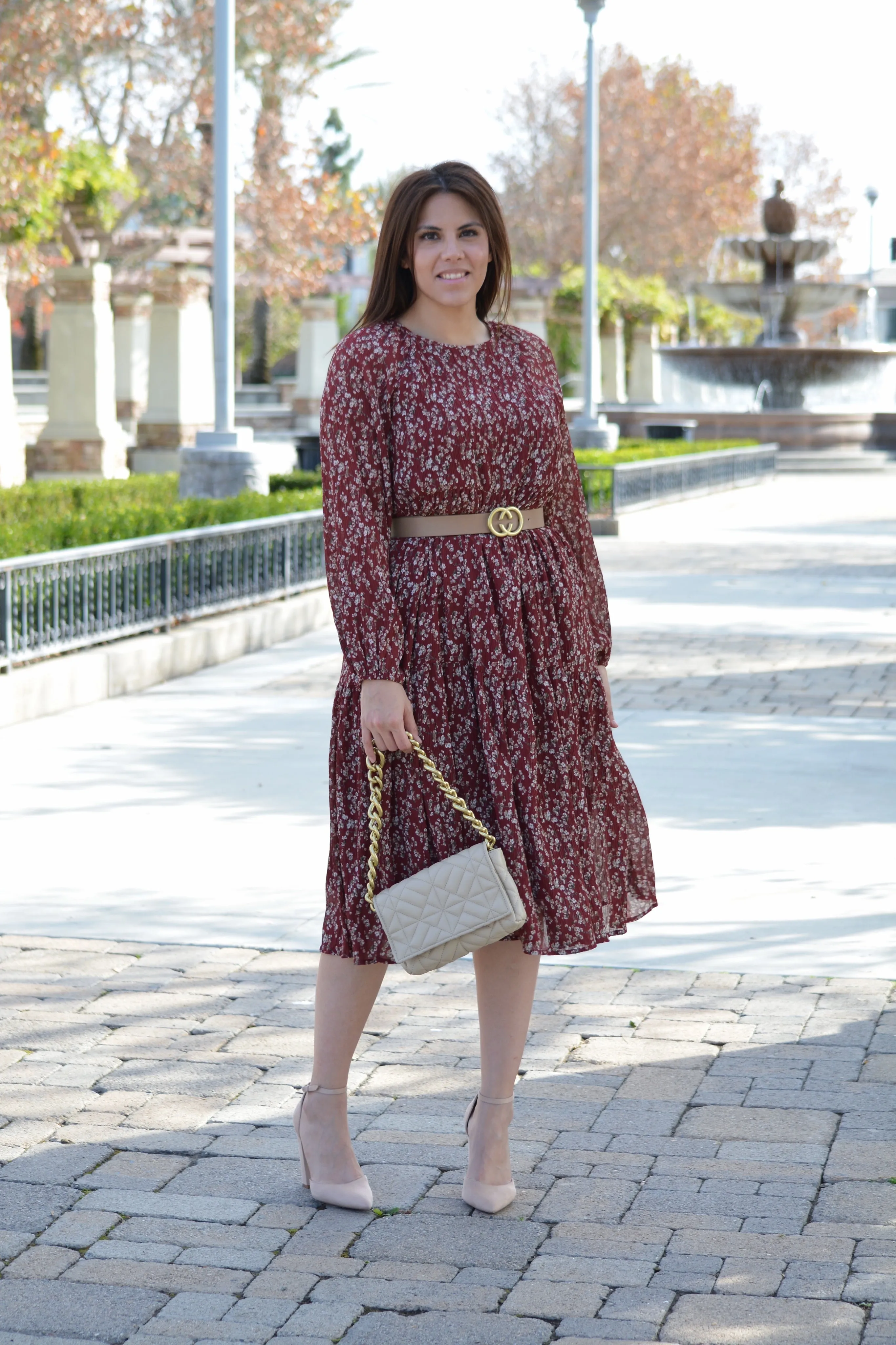 Asher Burgundy Floral Textured Dress