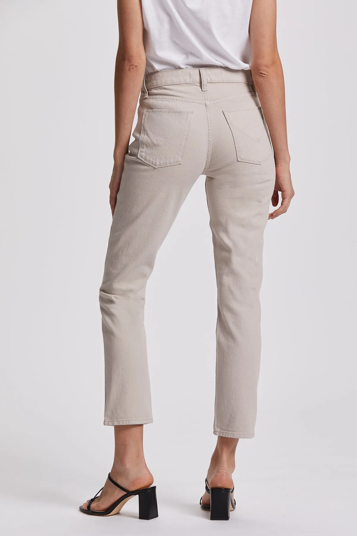 Barbara High Rise Crop Straight Jean - Ivory
