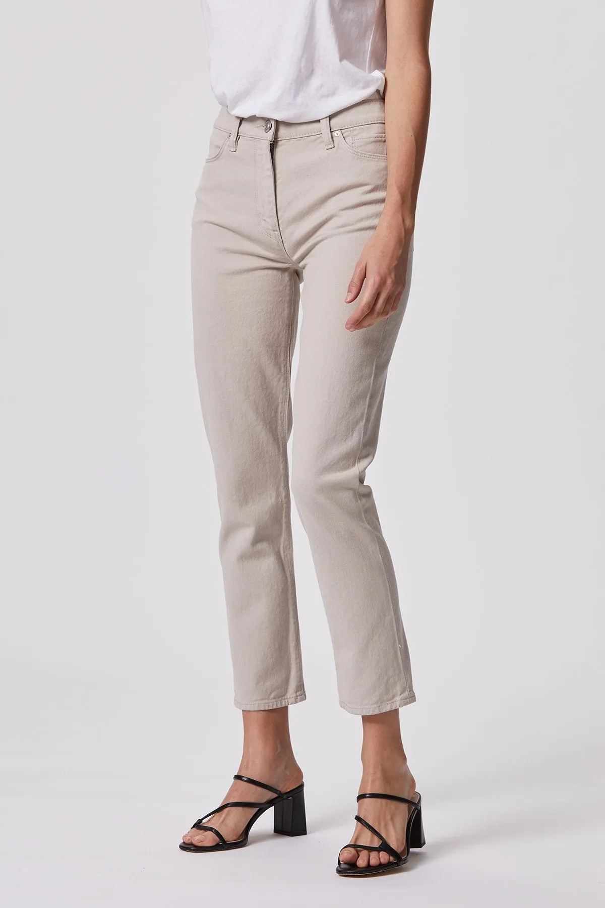 Barbara High Rise Crop Straight Jean - Ivory