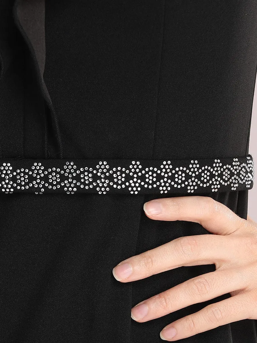Black Dress with V Neck and Buttons