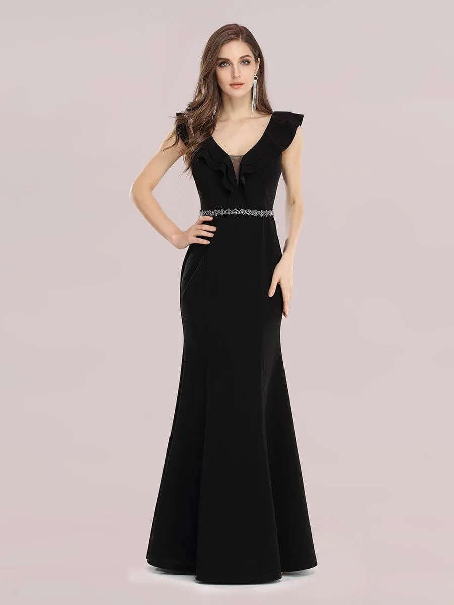 Black Dress with V Neck and Buttons