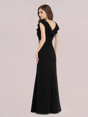 Black Dress with V Neck and Buttons