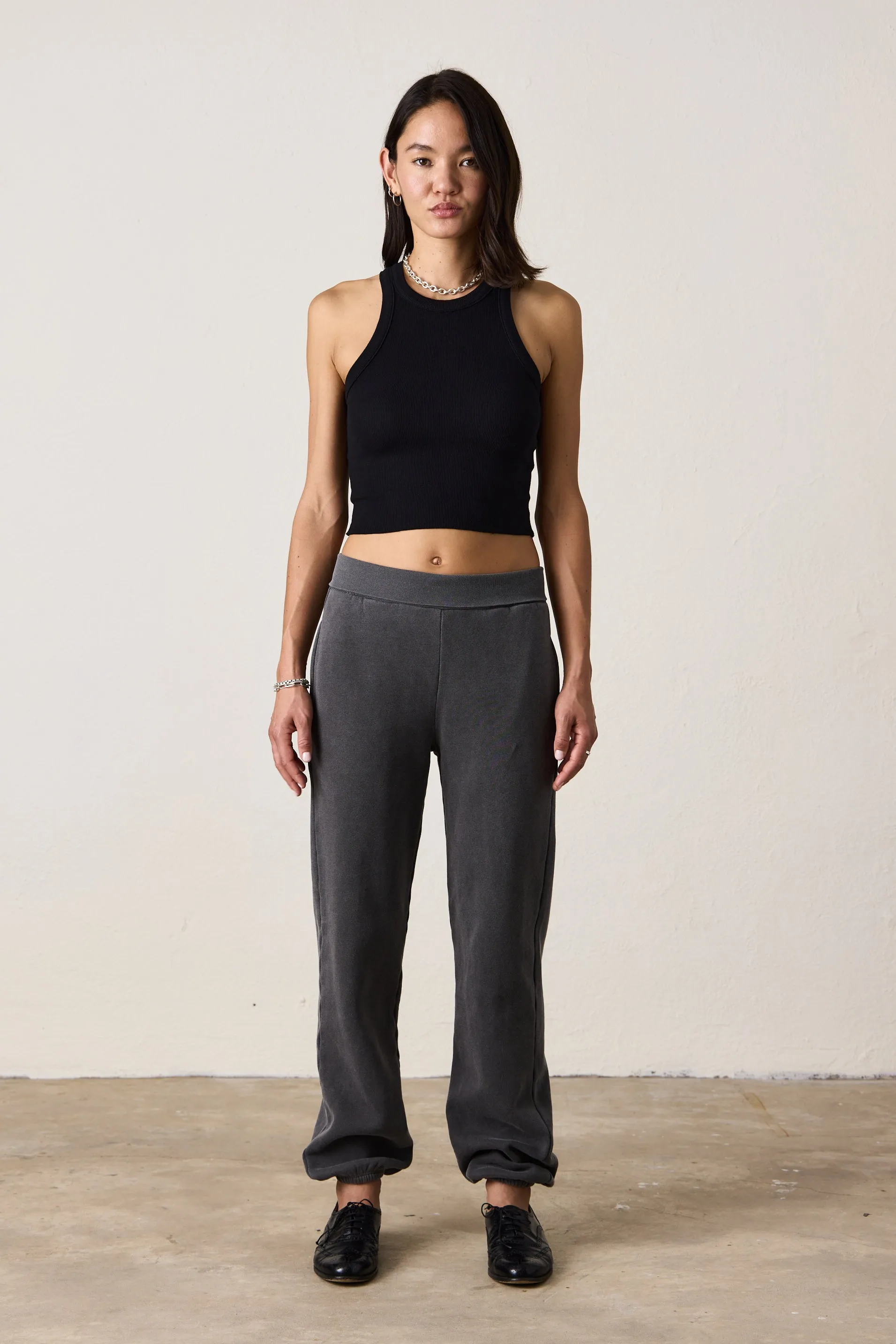 BLAKES RIB WAISTED SWEATPANT / FADED BLACK