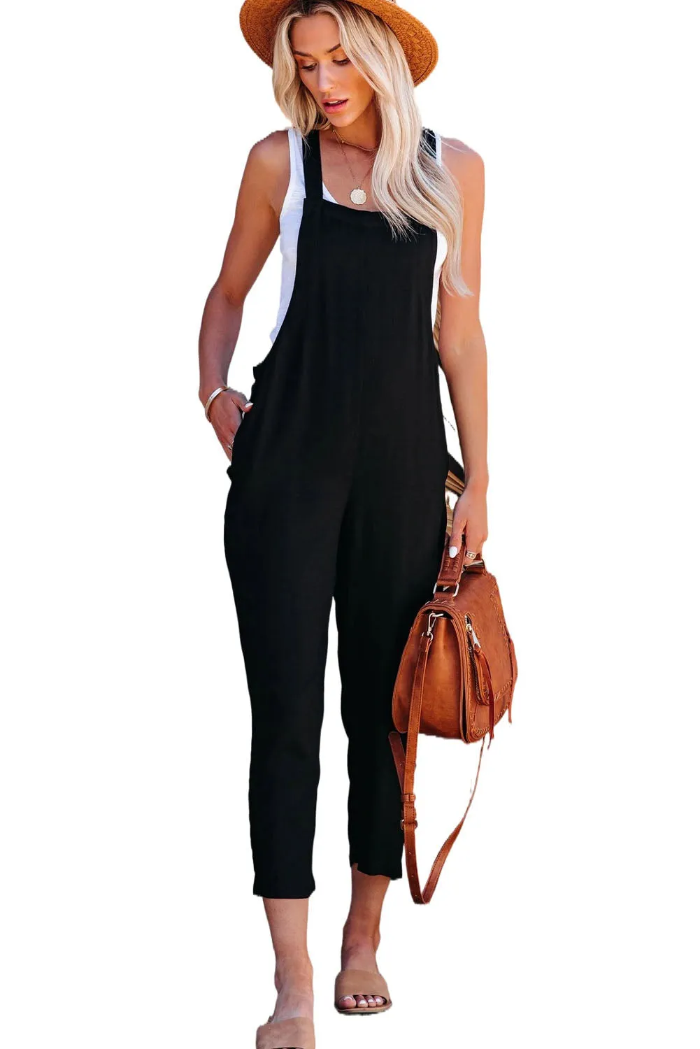 Bohemian Style Sleeveless Jumpsuit with Wide Legs