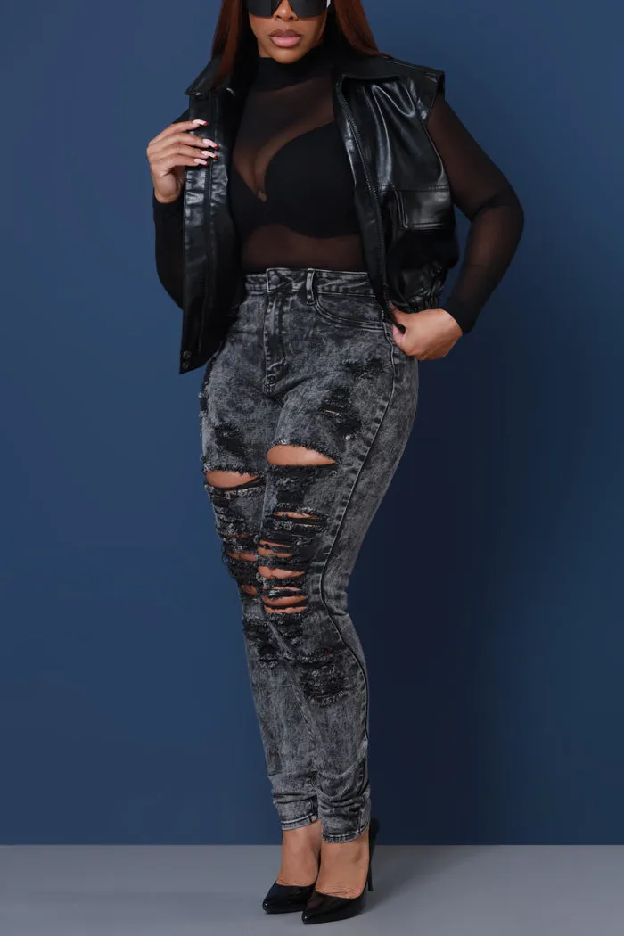 Buzzworthy High Rise Skinny Jeans - Black Mineral Wash