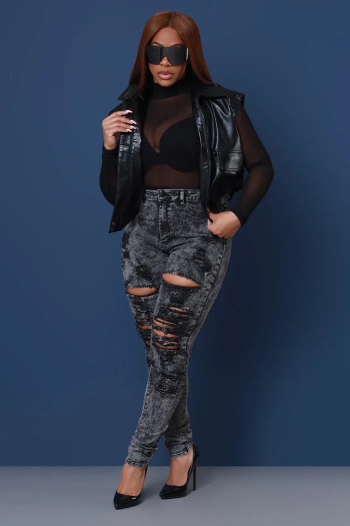 Buzzworthy High Rise Skinny Jeans - Black Mineral Wash