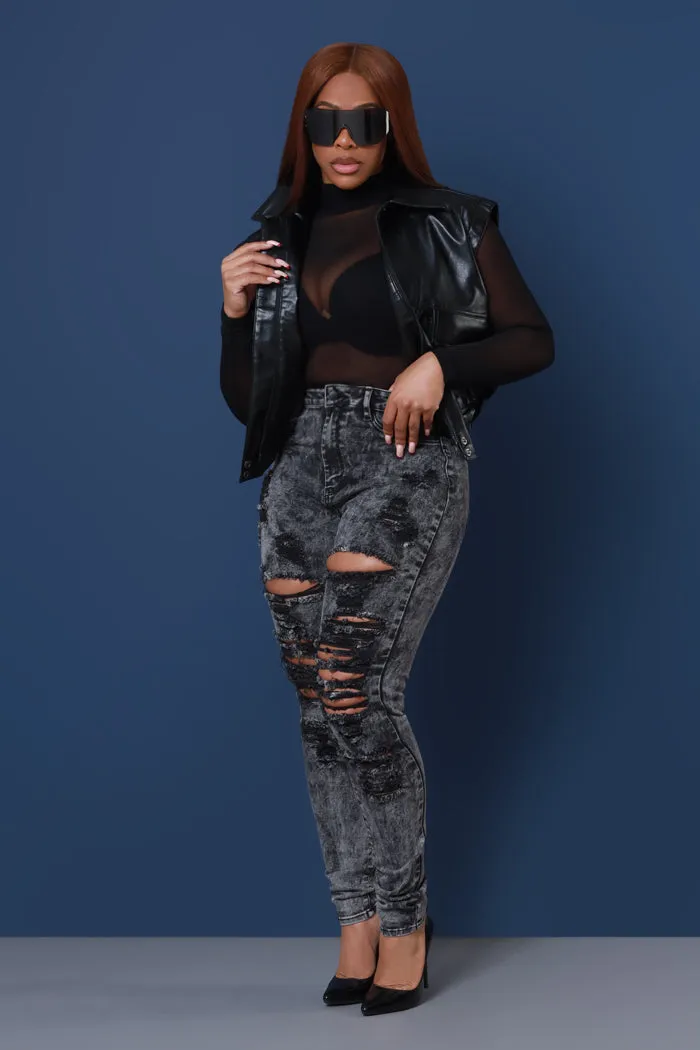 Buzzworthy High Rise Skinny Jeans - Black Mineral Wash