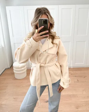 Dani Short Trench Coat Ecru