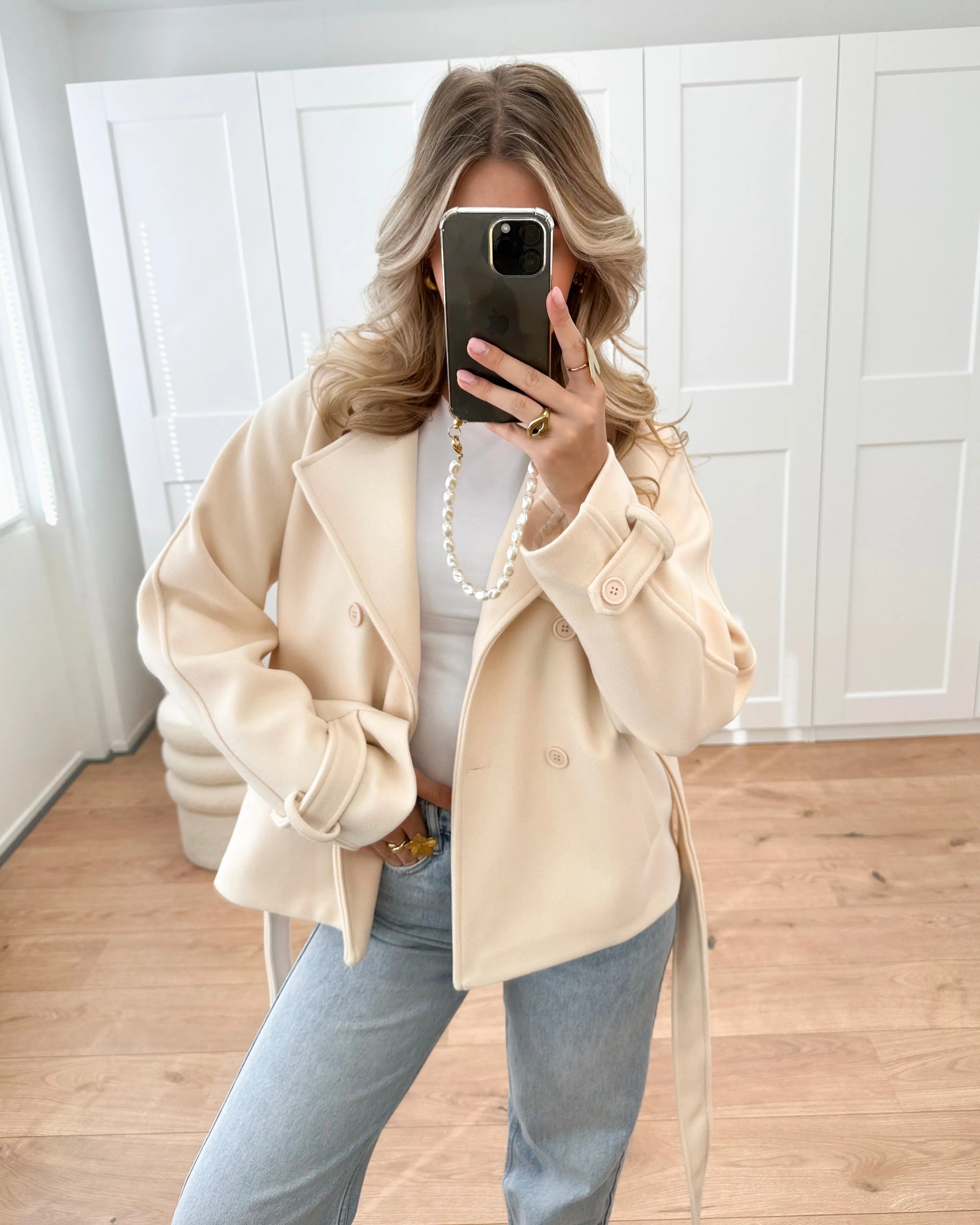 Dani Short Trench Coat Ecru