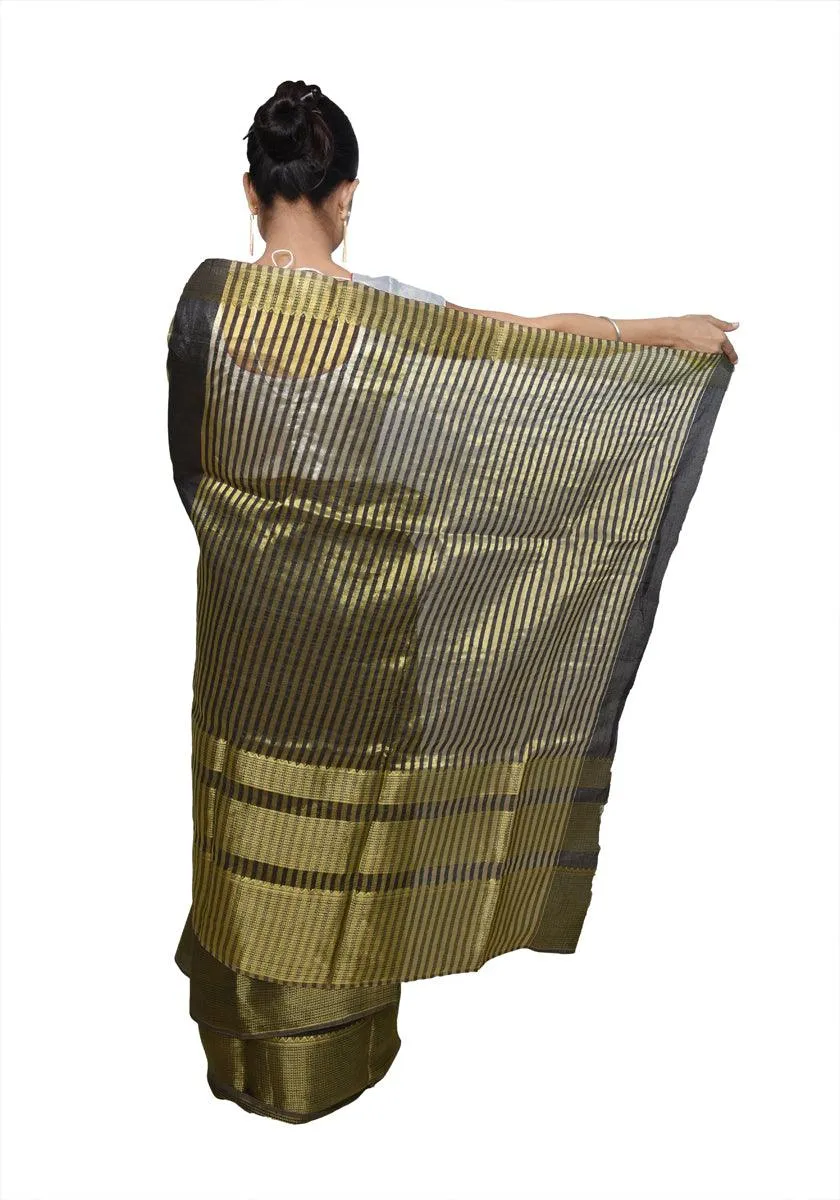 Designer Zari Border Black Bangalore Silk Saree BGS01