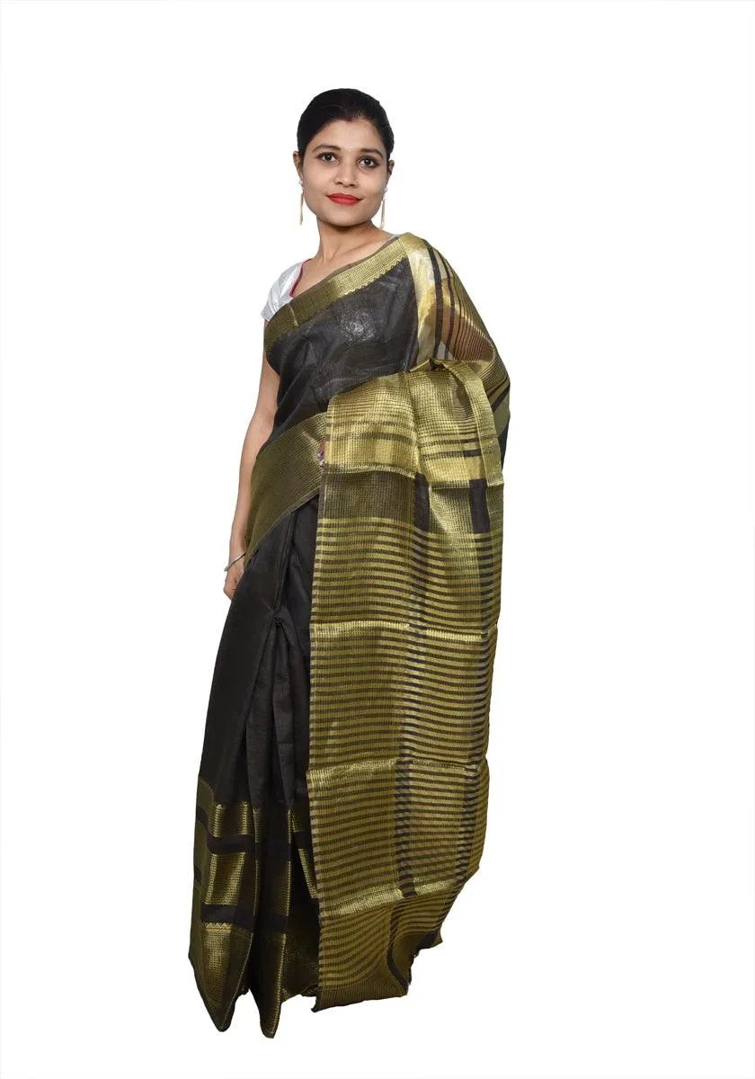 Designer Zari Border Black Bangalore Silk Saree BGS01