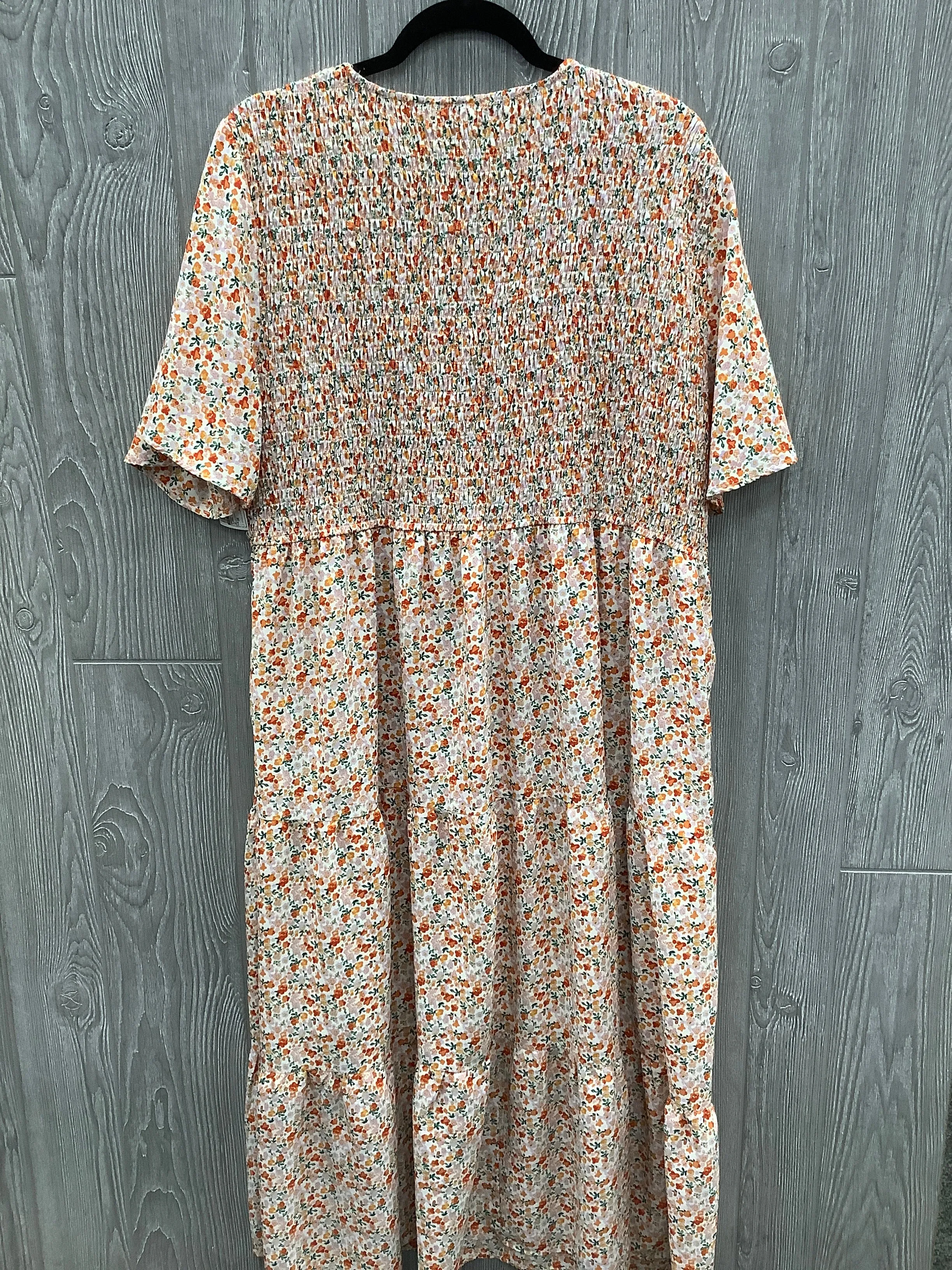Dress Casual Midi By Polygram In Floral Print, Size: 3x