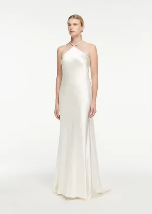 Embellished Silk Satin Gown