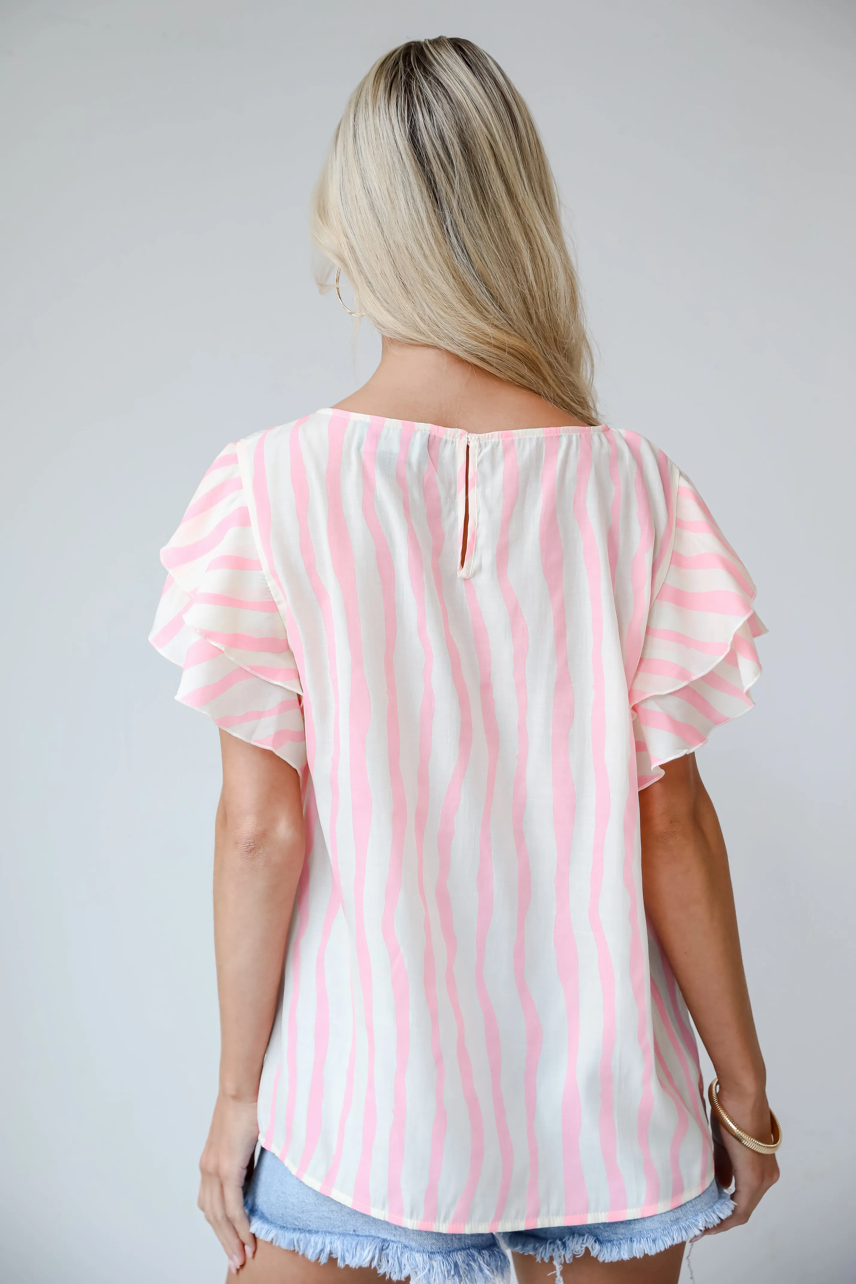 FINAL SALE - Daytime Cheer Blush Striped Blouse