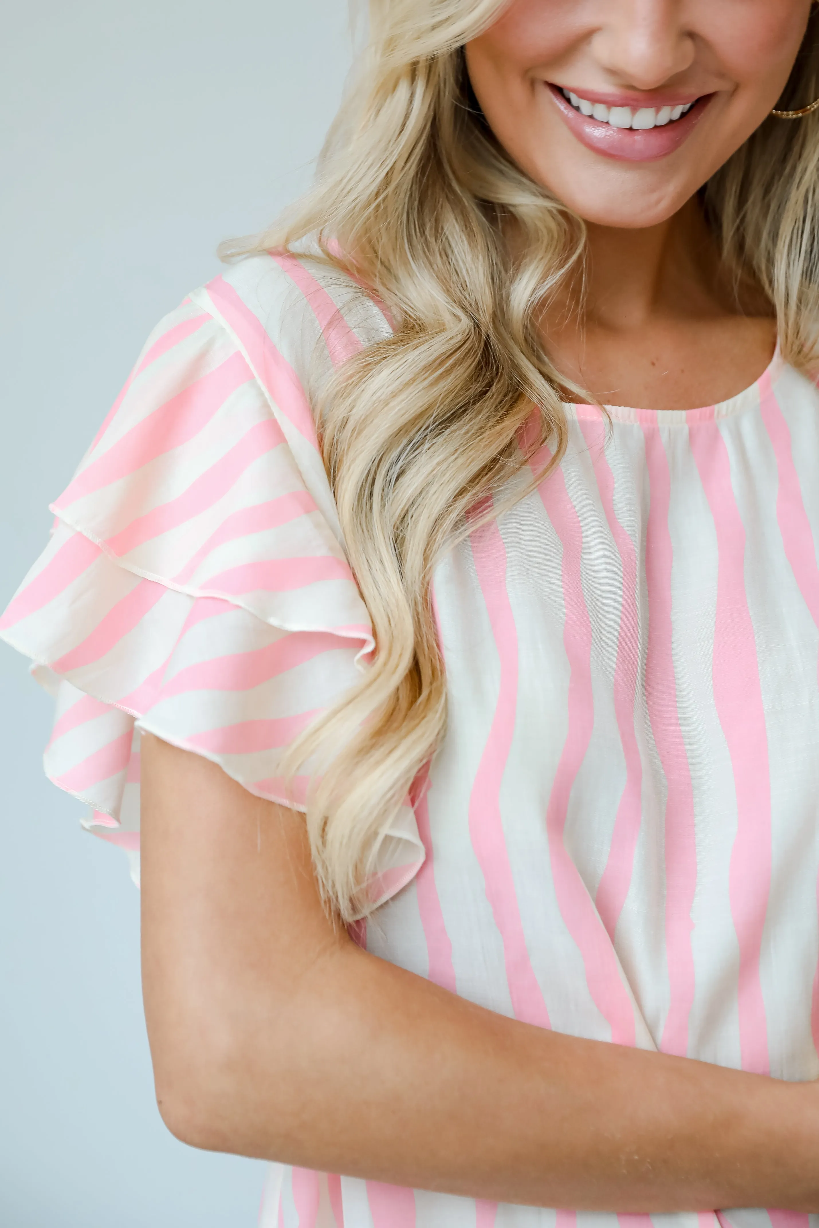 FINAL SALE - Daytime Cheer Blush Striped Blouse
