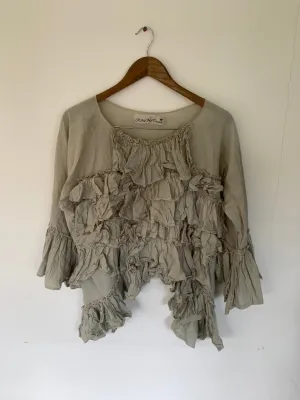 Frill Front Cotton Silk Voile Top F/S