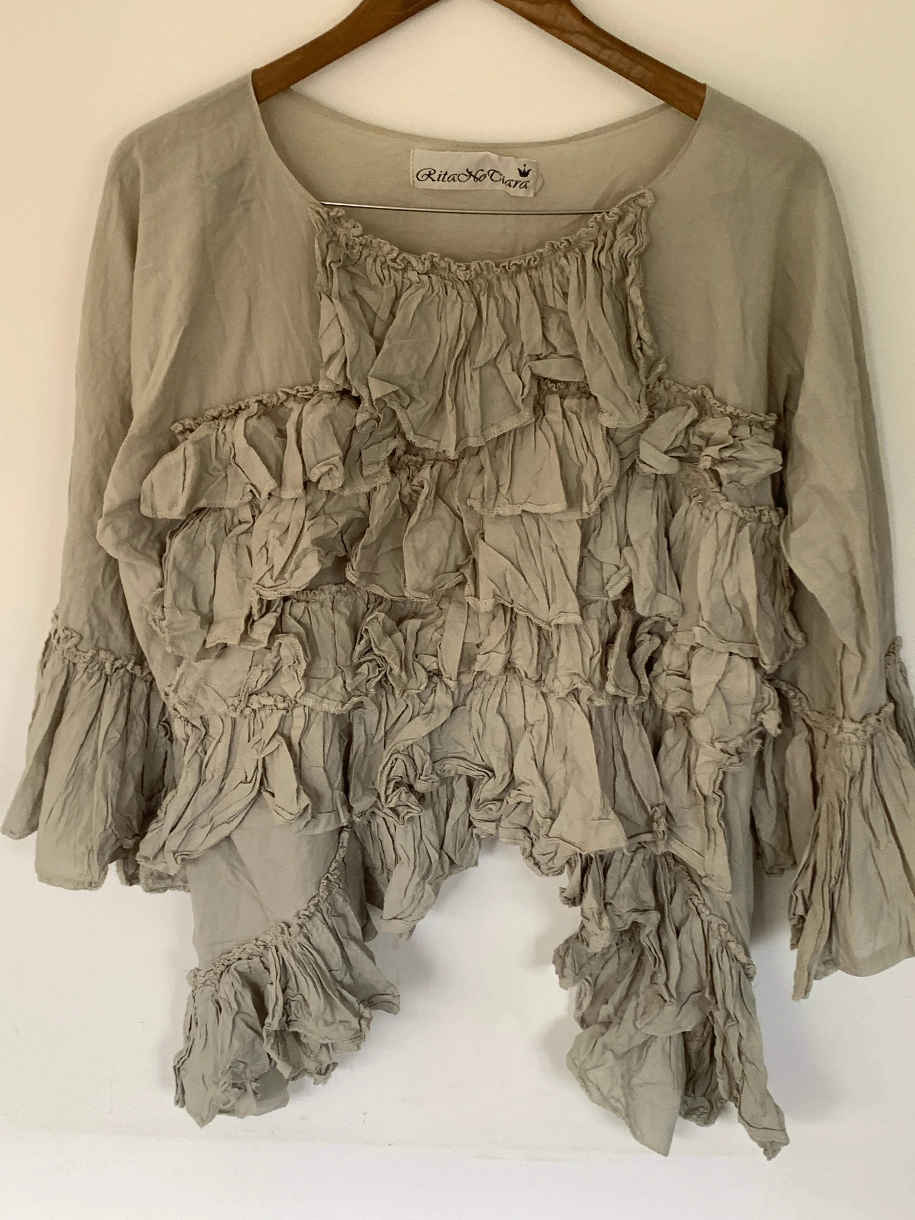 Frill Front Cotton Silk Voile Top F/S