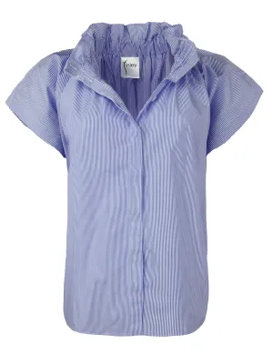 GAMEDAY! Jenny Top Blue Stripe 100% Poplin