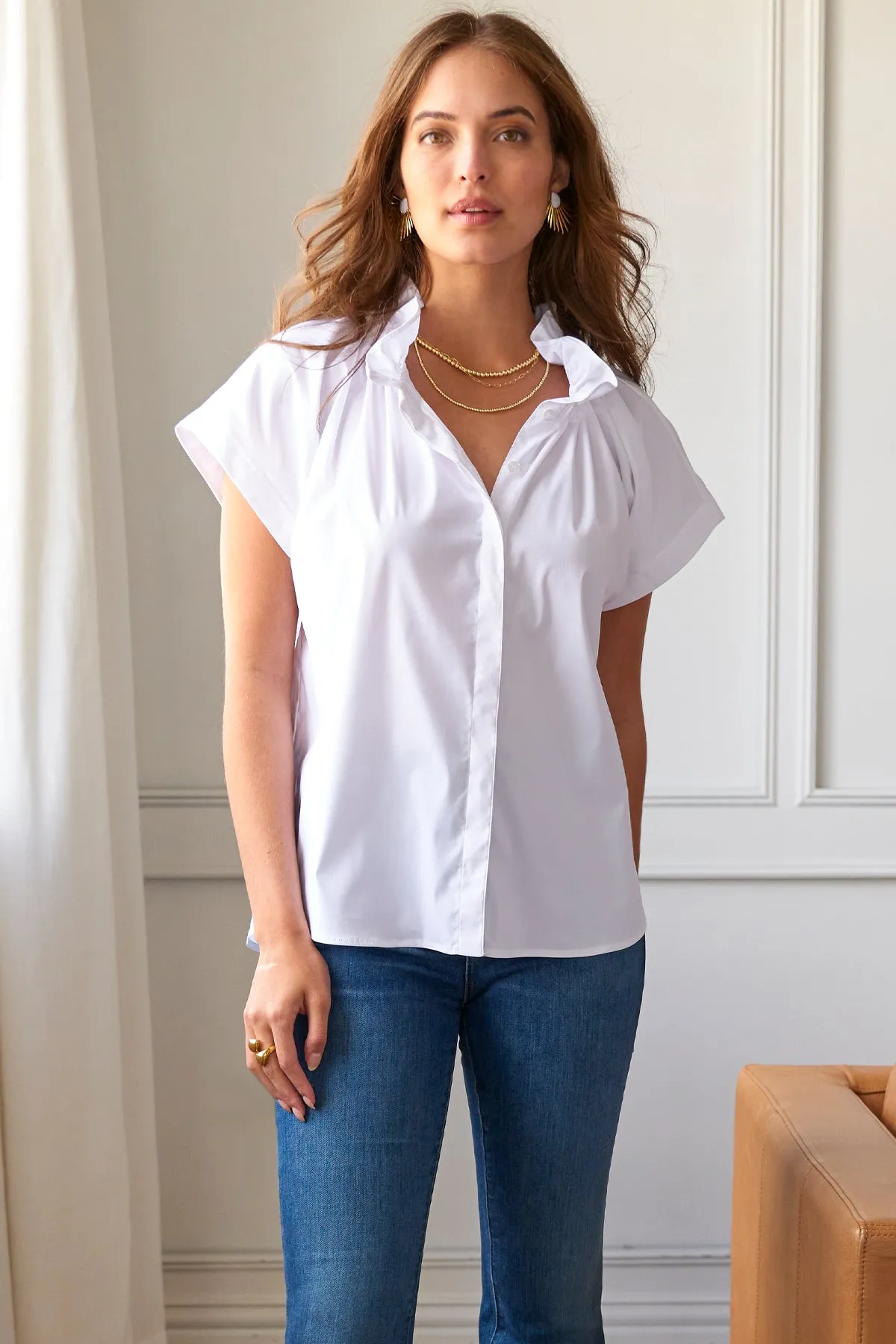 GAMEDAY! Jenny Top Blue Stripe 100% Poplin