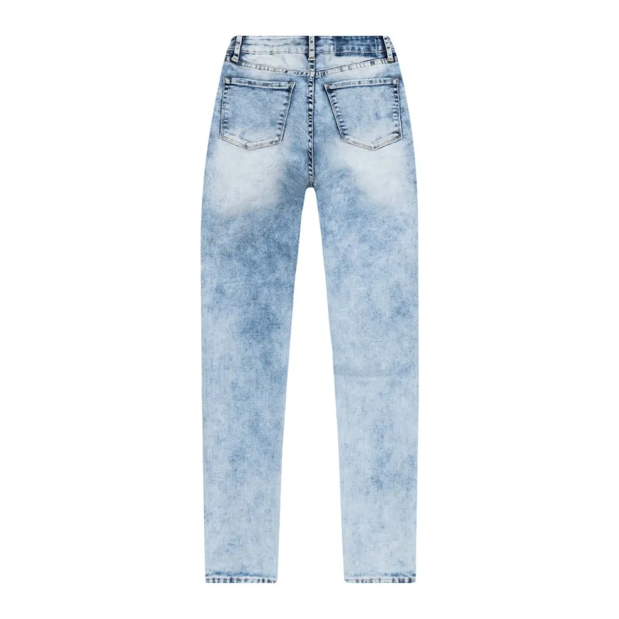 High Rise Super Skinny Slit Knee Jeans - Hillside Blue