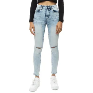 High Rise Super Skinny Slit Knee Jeans - Hillside Blue