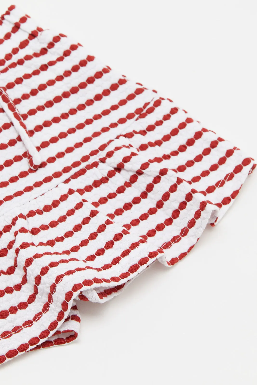 Infant Girls Red Knit Striped Jacquard Skirt