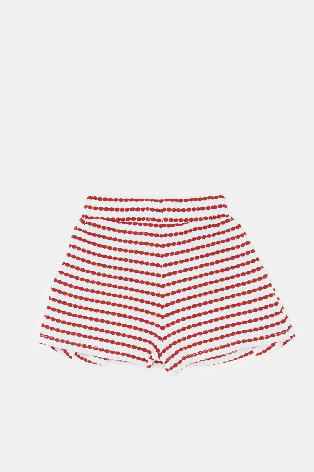 Infant Girls Red Knit Striped Jacquard Skirt