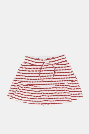 Infant Girls Red Knit Striped Jacquard Skirt