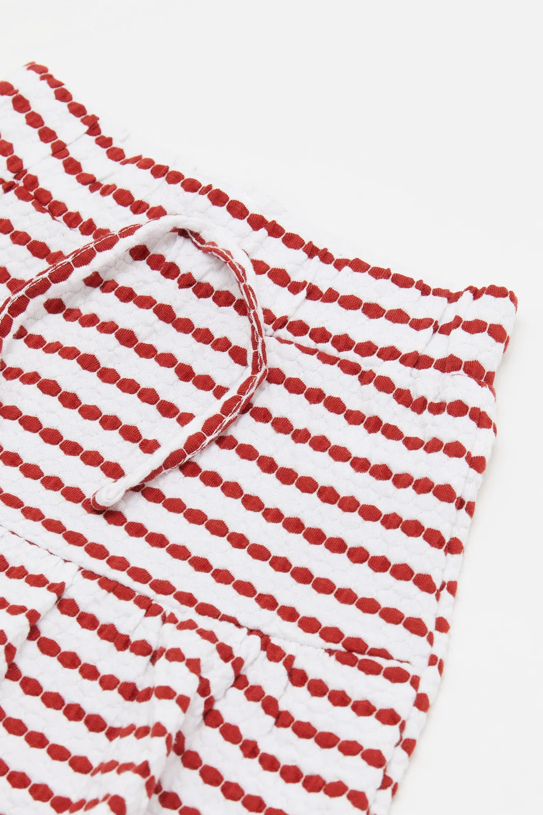 Infant Girls Red Knit Striped Jacquard Skirt