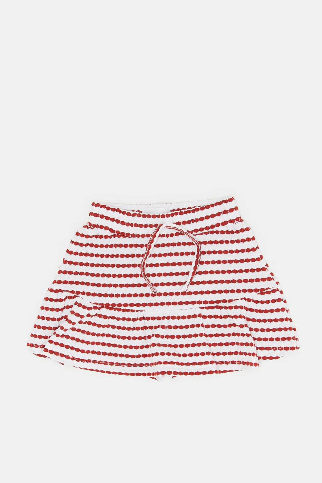 Infant Girls Red Knit Striped Jacquard Skirt