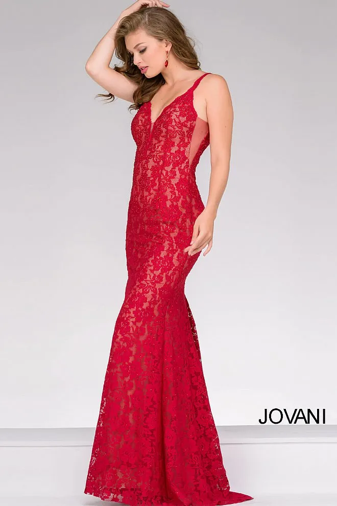 Jovani 48994 embellished stretch lace prom dress pageant gown long evening dress