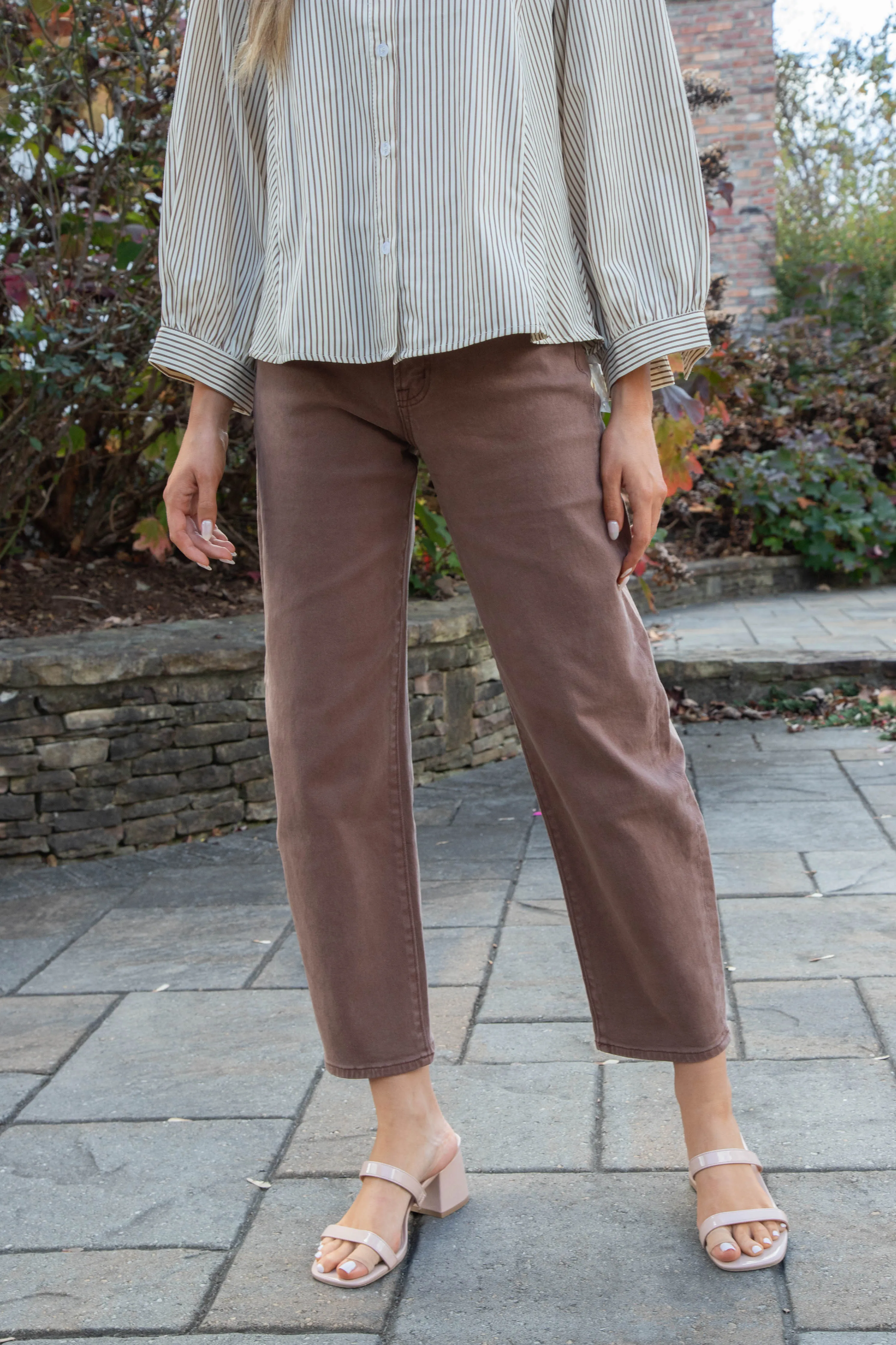 Kate Super High Rise Barrel Jeans, Brown