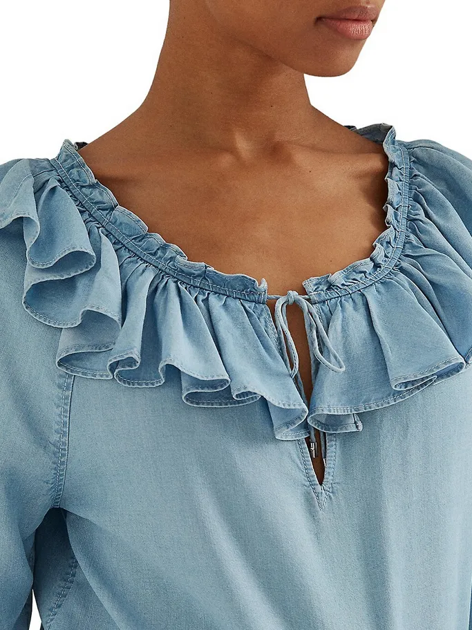 Lauren Ralph Lauren Sleeve Ruffle-Trim Top