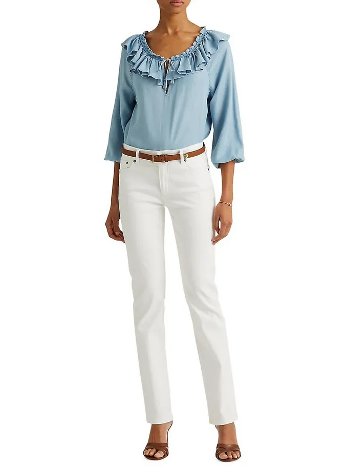 Lauren Ralph Lauren Sleeve Ruffle-Trim Top