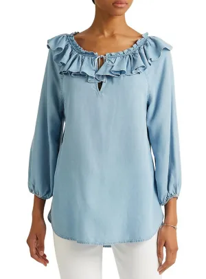 Lauren Ralph Lauren Sleeve Ruffle-Trim Top