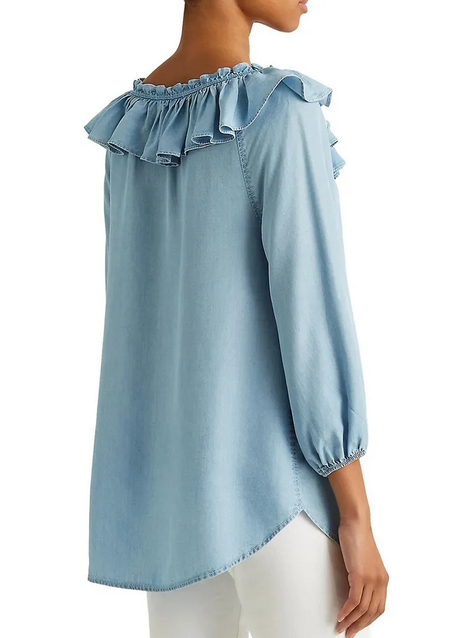 Lauren Ralph Lauren Sleeve Ruffle-Trim Top