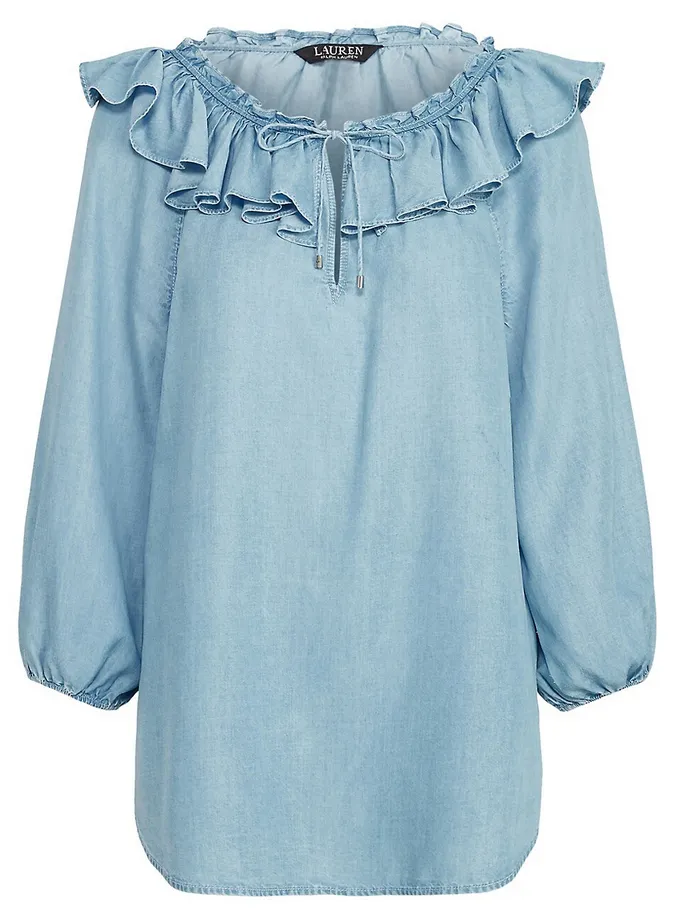 Lauren Ralph Lauren Sleeve Ruffle-Trim Top