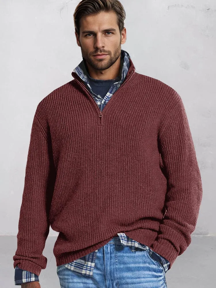 Leisure Stand Collar Knit Sweater