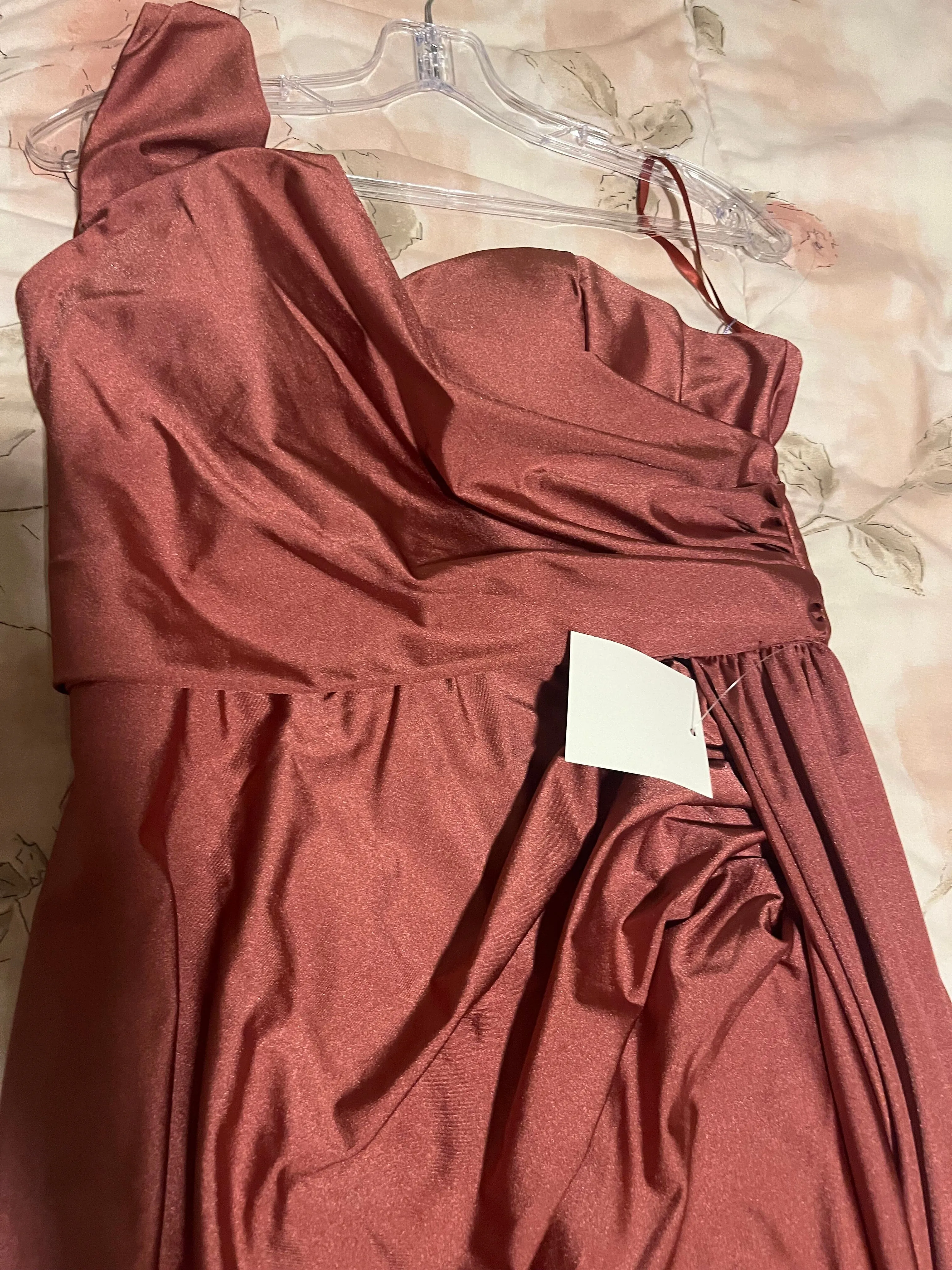 Long Fitted One Shoulder Satin Dress by Ladivine PT004