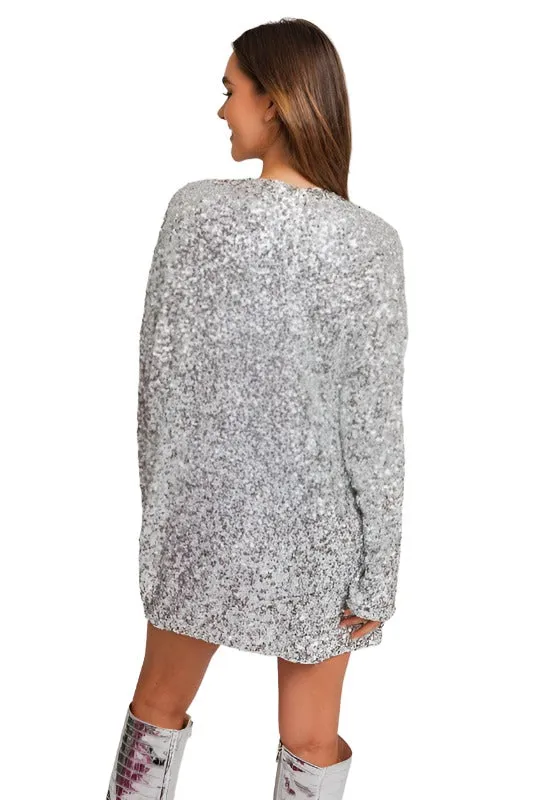 Long Sleeve Sequin Mini Dress