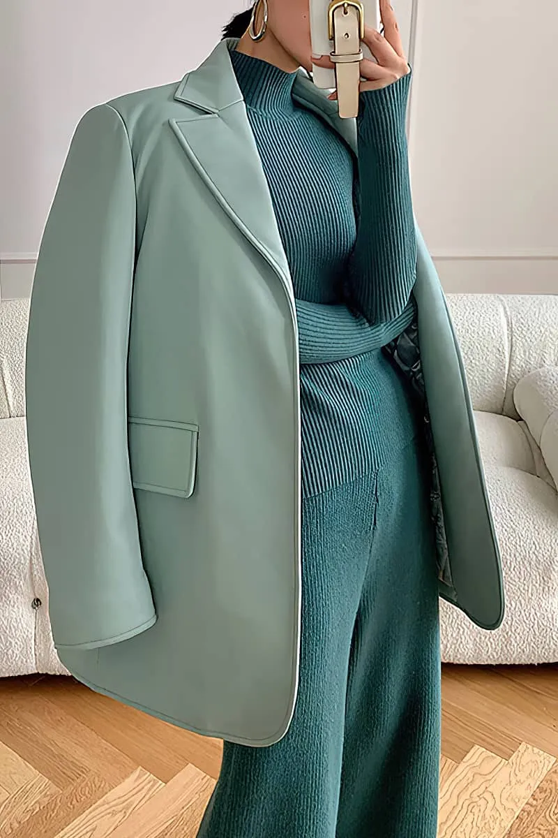 Loose Straight Leg pants cardigan sweater coat Two-piece   turtleneck top
