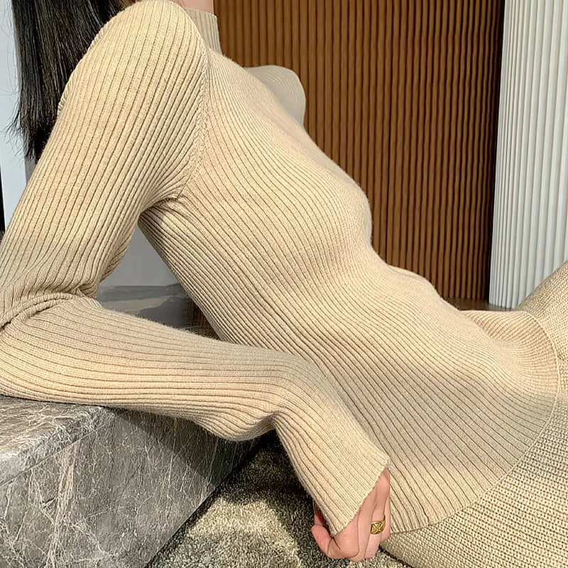 Loose Straight Leg pants cardigan sweater coat Two-piece   turtleneck top