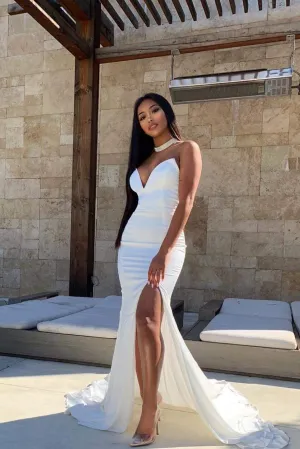 Mabelle Satin Gown - White