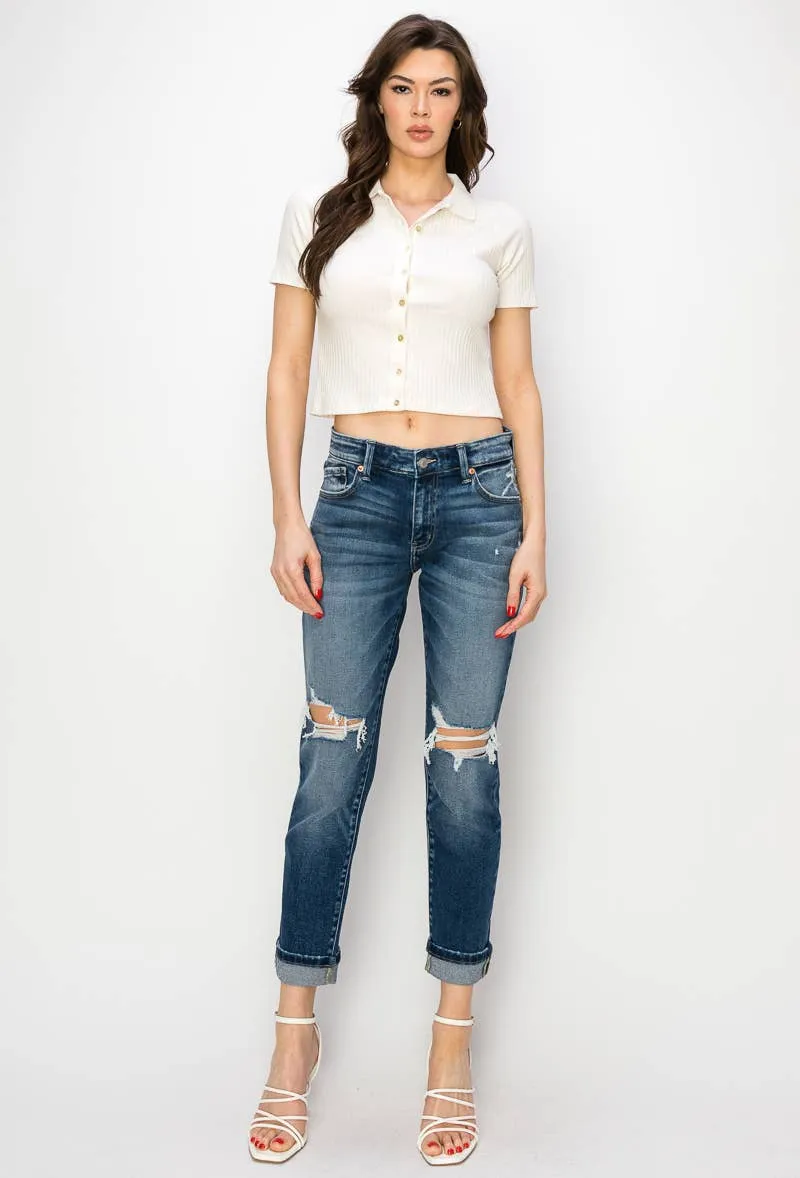 Natalia Mid Rise Boyfriend Jeans