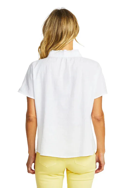Ping Pong Nora Linen Ruffle Blouse - White
