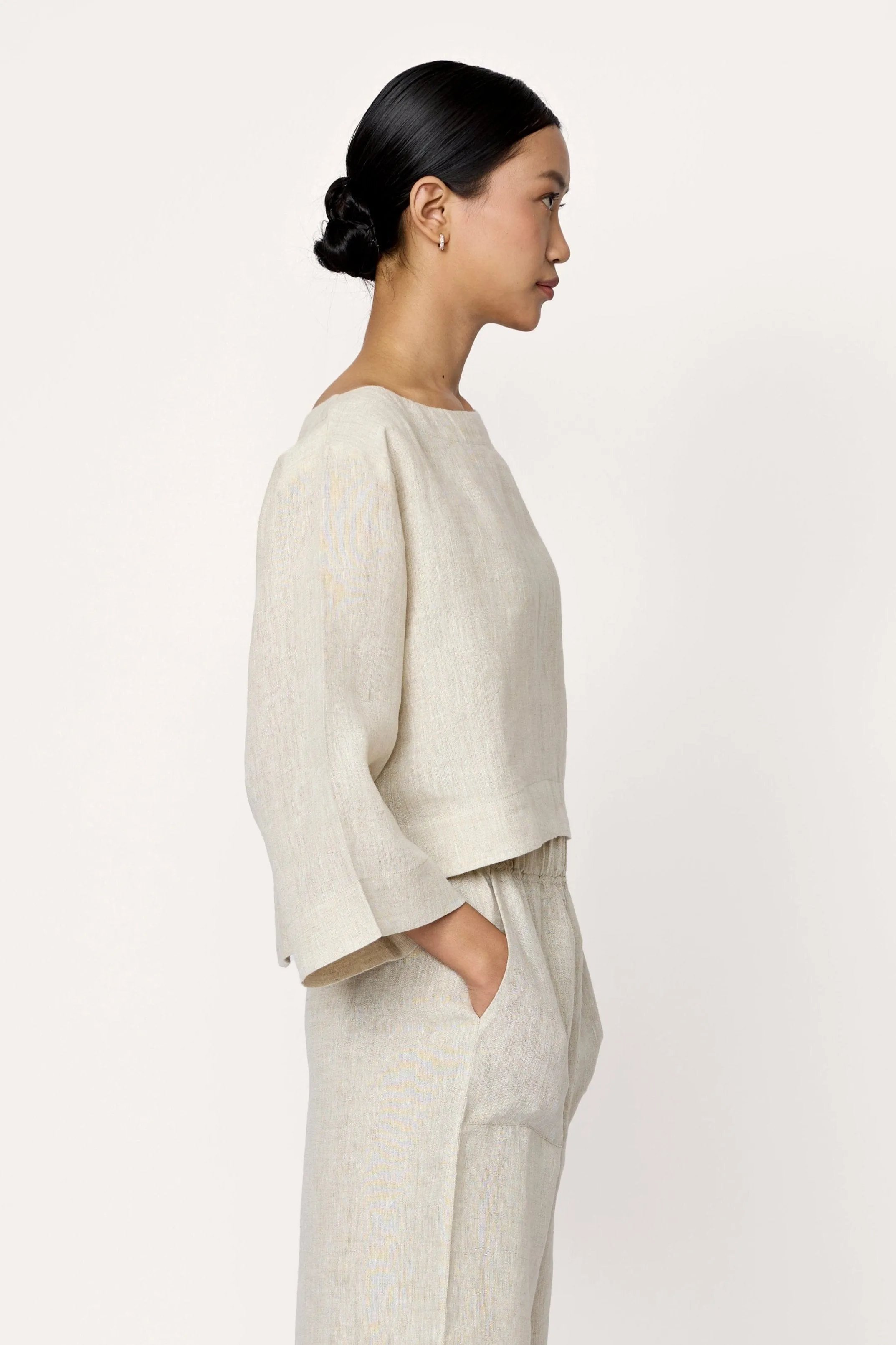 Popover Top - Natural Linen